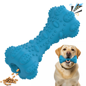 PcEoTllar Interactive Dog Chew Toy, Squeaky Treat Dispensing Dog Enrichment Toy, Bleef Flavor, Blue
