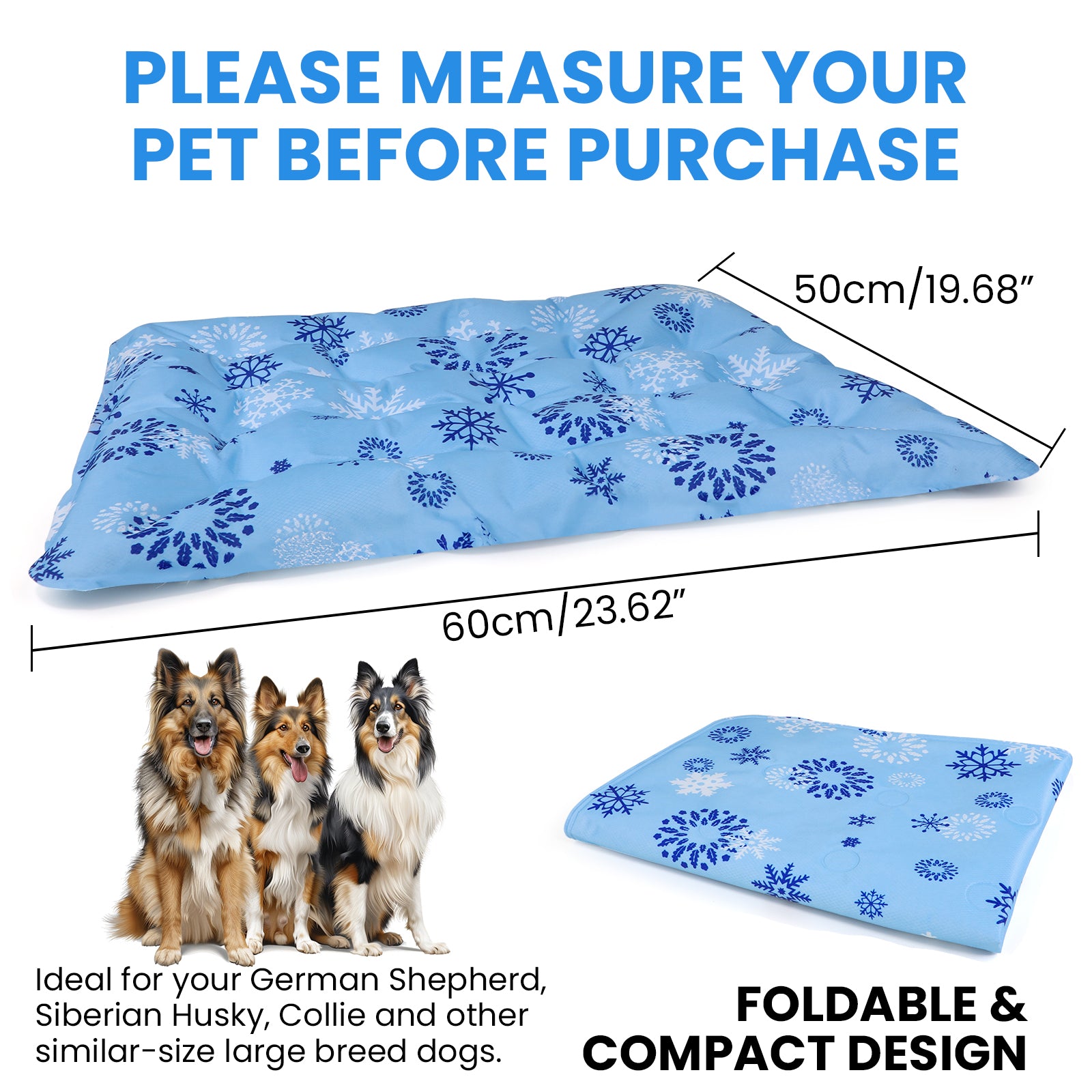 PcEoTllar Dog Cooling Mat, Ice Cooling Pad for Dogs and Cats, Water Injection Cooling Dog Bed Mats for Home, Travel and Crates - L