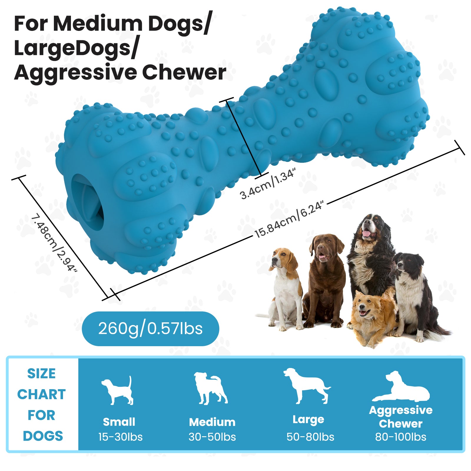 PcEoTllar Interactive Dog Chew Toy, Squeaky Treat Dispensing Dog Enrichment Toy, Bleef Flavor, Blue