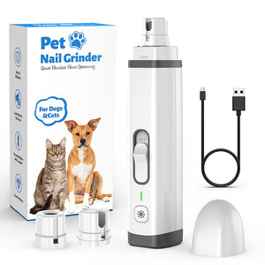 PcEoTllar Dog Nail Grinder, 2 Speed Rechargeable LED Dog Nail Trimmer, Clipper for Dogs and Cats, White