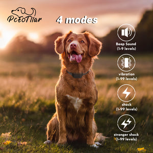 PcEoTllar Dog Training Collar with Remote 1000ft Control Range, IPX7 Waterproof Rechargeable Bark Collar 4 Modes - Beep, Vibrating, Shock & Strong Electric Shock for Small Medium Large Dogs