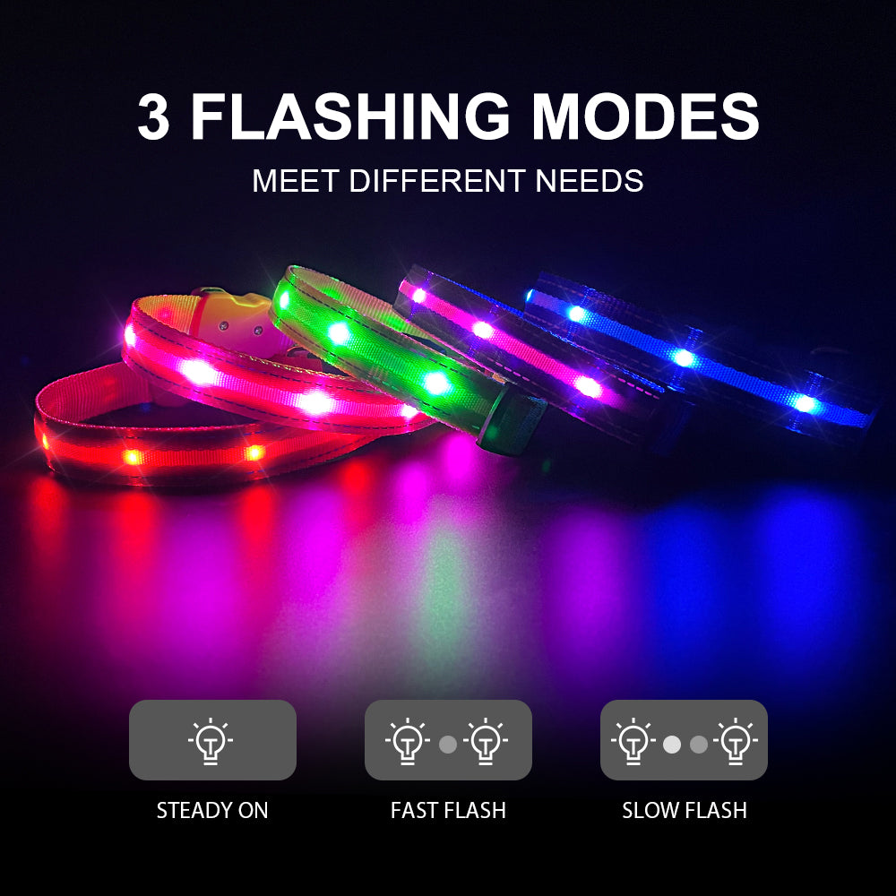 PcEoTllar Light up LED Dog Collar - Waterproof TC Rechargeable RGB Colorful Adjustable Safety Dog Collar for Small Medium Large Dogs